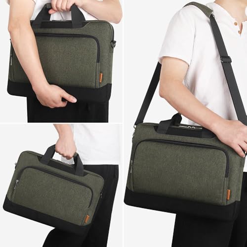 DOMISO Laptop Sleeve Case Large Capacity Shoulder Bag Compatible with 17-17.3 inch Dell XPS/HP Gaming Pavilion 17 / Chromebook 317, Dark Green - color: Dark Green, size: 17 - 17.3 Inch