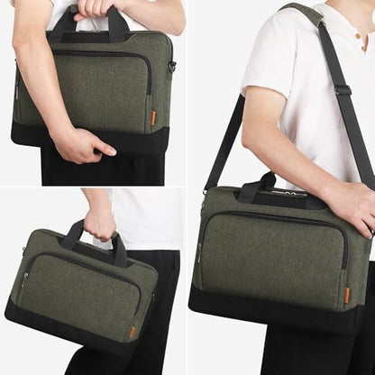 DOMISO Laptop Sleeve Case Large Capacity Shoulder Bag Compatible with 17-17.3 inch Dell XPS/HP Gaming Pavilion 17 / Chromebook 317, Dark Green - color: Dark Green, size: 17 - 17.3 Inch