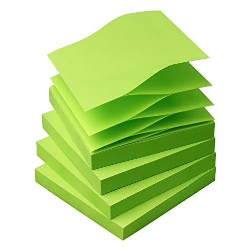 Sticky Notes 3x3 Pop Up Self-Stick Notes Pads with Bright Colors, Easy to Post for Office, School, Home, 4 Pads/Pack, 90 Sheets/Pad (Green) - color: Green