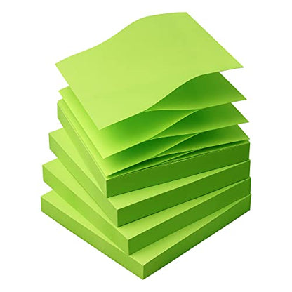 Sticky Notes 3x3 Pop Up Self-Stick Notes Pads with Bright Colors, Easy to Post for Office, School, Home, 4 Pads/Pack, 90 Sheets/Pad (Green) - color: Green