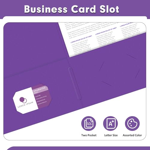 Two Pocket Folders, PANDRI 30 Pack 2 Pocket Folders, Letter Size Paper File Folder for School Office Home Business, Purple - color: Purple