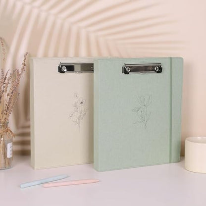 SKYDUE Clipboard Binder with Dividers,1 Inch Linen 3 Ring Binder with Clipboard on Front for Organizer, Clipboard Folder with Pocket, Labels Office Supplies OliveGreen - color: Olive Green