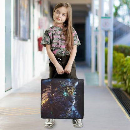 3 Ring Zipper Binder Leopard Binders Bag with Shoulder Strap 500 Sheets Paper Organizer Trapper Keeper Documents Storage File Folder for School Office - color: A939