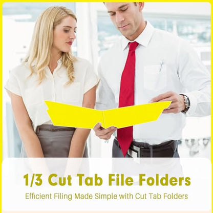 File Folder, PANDRI 120 Pack File Folder, 1/3 Cut Tab, Letter Size, Filing Folder for Office School Business, Yellow - color: Yellow