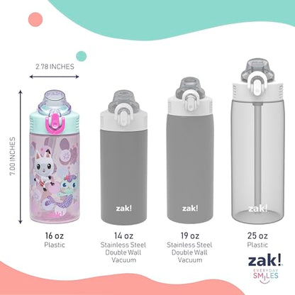 Zak Designs DreamWorks Gabby's Dollhouse Sage Kids Water Bottle For School or Travel, 16oz Durable Plastic Water Bottle With Straw and Leak-Proof, Pop-Up Spout Cover, 2-Pack Set (The Gabby Cats) - color: Gabby's Dollhouse (The Gabby Cats)