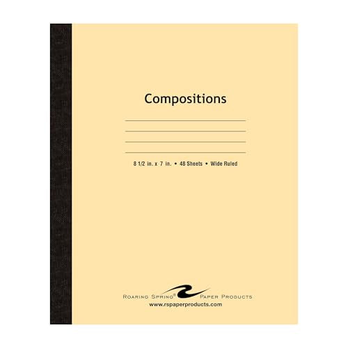 ROARING SPRING Composition Notebook, Manila Tag Flexible Cover, 72 Books, Wide Rule, 48 Sheets/96 Pages, 8.5" x 7", Made in USA - size: 48 Sheet
