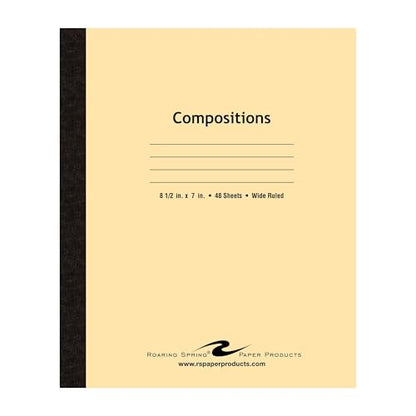 ROARING SPRING Composition Notebook, Manila Tag Flexible Cover, 72 Books, Wide Rule, 48 Sheets/96 Pages, 8.5" x 7", Made in USA - size: 48 Sheet