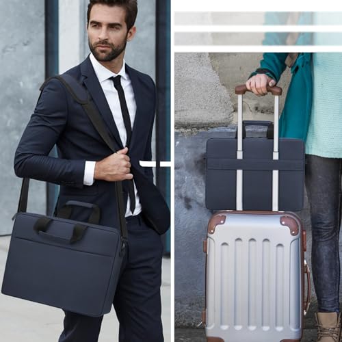 TECOOL Laptop Bag 15 15.6 16 Inch, Waterproof Laptop Case Sleeve Messenger Bag Briefcase with Shoulder Strap for 15 15.6 16 Inch Lenovo HP Dell Acer ASUS Notebook, MacBook Pro 16, Dark Bkue | Messenger Bag Briefcase with Shoulder Strap for 15 15.6 16 Inch