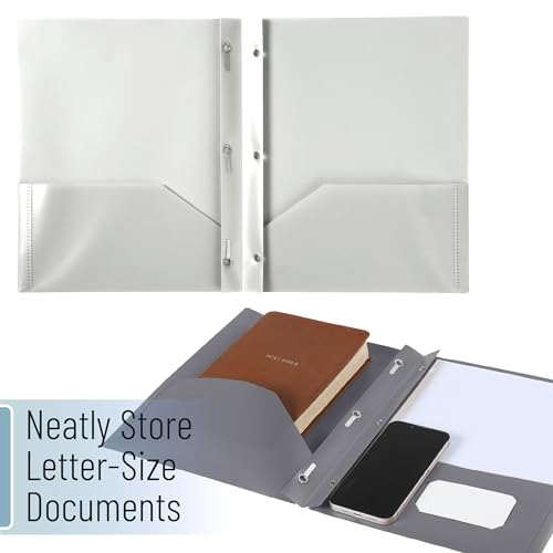 Mr. Pen- Plastic Folders with Pockets and Prongs, 5 Pack, Letter Size | Flexible Plastic Folders with Prongs, Black and White Theme - color: Black and White, size: 5 Pack