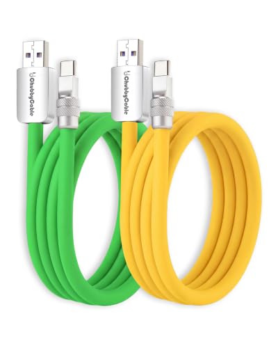 chubbycable Couple Chubby 2 Pack 120W USB C Cable Extra Thick Silicone Fast Charging Cable Compatible with iPhone 17-15 Series iPad Galaxy Series, Green+Yellow, USB-A to Type-C, 3.3FT - color: Green+Yellow, size: 3.3ft (1m), style: USB A-Type C