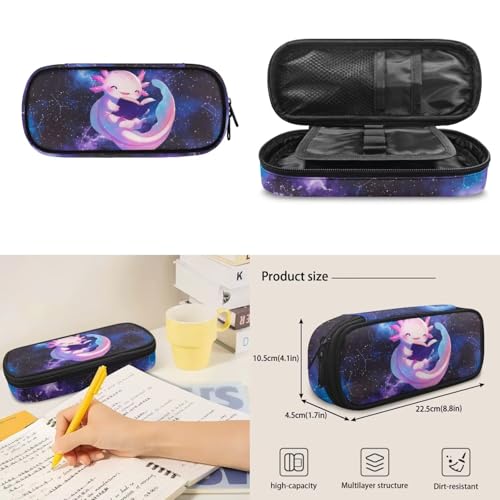 Axolotl Backpack Set, 4 PCS School Backpack with Lunch Box, Pencil Case and Water Bottle Bag, for Elementary Ages 9-12 Boys and Girls Daily Use - color: Reading Axolotl Print