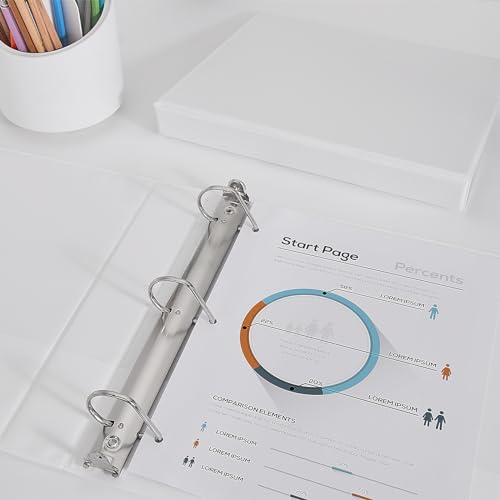 Comix Sturdy 3-Ring-Binder 1-inch D Ring Binders, 2.4mm-Thick, Hold 225 Sheets of 8.5" x 11" Paper, 8 Pack (White) - color: White, size: 1-Inch, style: 8 Pack