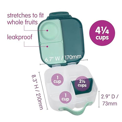 b.box Lunch Box Kids 2-pack, Mini Lunch Box + Snack Containers for Kids | 4.25 + 1.75 Cup Bento Box for Kids, Snack Box, Lunch Containers, Leak Proof, Dishwasher Safe, BPA Free, PFAS Free, Ages 4m+ - color: Emerald Forest