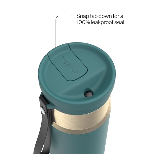 Contigo SnapSeal 709.8ml(24온스) 스테인리스 스틸 진공 단열 물병, 누출 방지 자동 닫힘 뚜껑, 휴대용 스트랩 및 재사용 가능한 빨대, BPA 프리 및 납 프리, 식기세척기 사용 가능 - color: 미네랄 틸 샴페인, size: 24온스