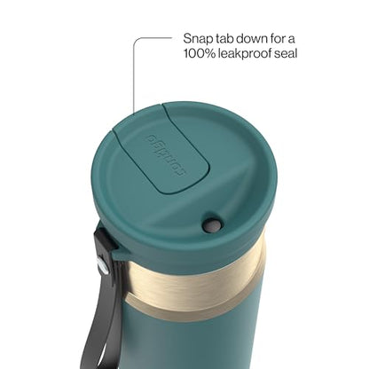 Contigo SnapSeal 709.8ml(24온스) 스테인리스 스틸 진공 단열 물병, 누출 방지 자동 닫힘 뚜껑, 휴대용 스트랩 및 재사용 가능한 빨대, BPA 프리 및 납 프리, 식기세척기 사용 가능 - color: 미네랄 틸 샴페인, size: 24온스