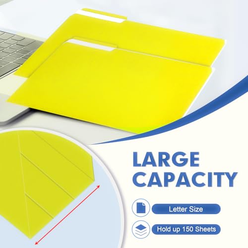 File Folder, PANDRI 120 Pack File Folder, 1/3 Cut Tab, Letter Size, Filing Folder for Office School Business, Yellow - color: Yellow