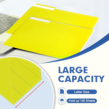 File Folder, PANDRI 120 Pack File Folder, 1/3 Cut Tab, Letter Size, Filing Folder for Office School Business, Yellow - color: Yellow