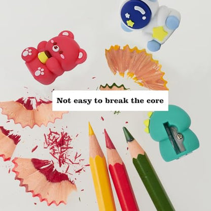 4 PCS Pencil Sharpeners for Kids, Cute Pencil Sharpener Manual, Hand Held Pencil Sharpener, Funny Sharpener Cartoon Creative, Kawaii Stationary Gifts Mini School Office Supplies (Style 4) - style: Style 4