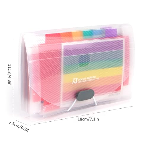 Expanding File Folder, Stand Receipt File Organizer, 13 Pockets Portable Folders for Coupons, Tickets, Bills and Business Cards, White