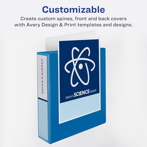 Avery Heavy-Duty View 3 Ring Binder, 1.5" One Touch Slant Rings, Holds 8.5" x 11" Paper, 1 Light Blue Binder (05401) - size: 1.5"