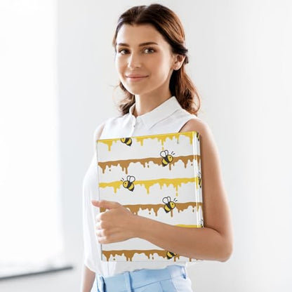 Cute Bee and Honeycomb Binder 3 Ring 1.5 Inch Binder with Clipboard&Pockets, Hardcover Binders Heavy Duty Large File Folder for Office School Supplies - Holds 200 Sheets - color: Cute Bee and Honeycomb, size: 1 Pack-12.4x10.63in