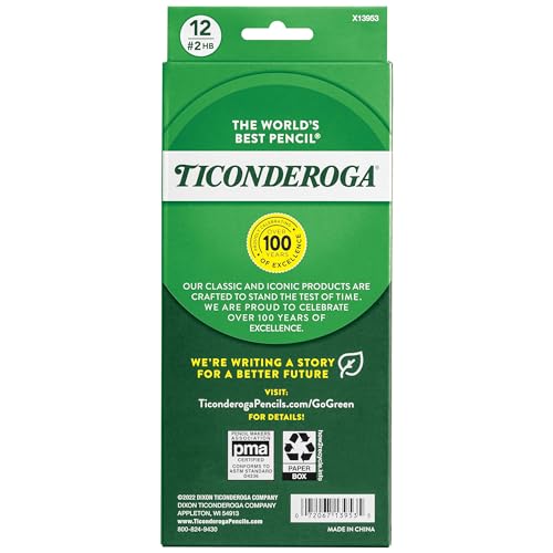 Ticonderoga Wood-Cased Pencils, Unsharpened, #2 HB Soft, Black, 12 Count - size: 12 Count (Pack of 1)
