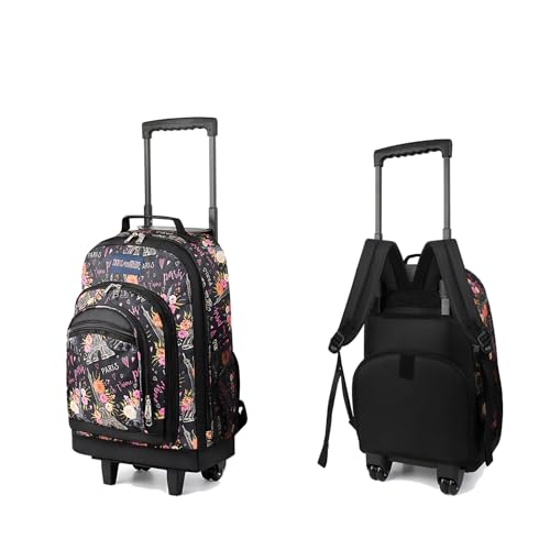 20" 2-in-1 Rolling Backpack,Backpack for Travel w/Wheels | Trolley Suitcase w/Telescopic Handle,Lightweight,Durable, Travel-Friendly, Unisex,2561-20''-Floral - color: JH-2561-Floral-20