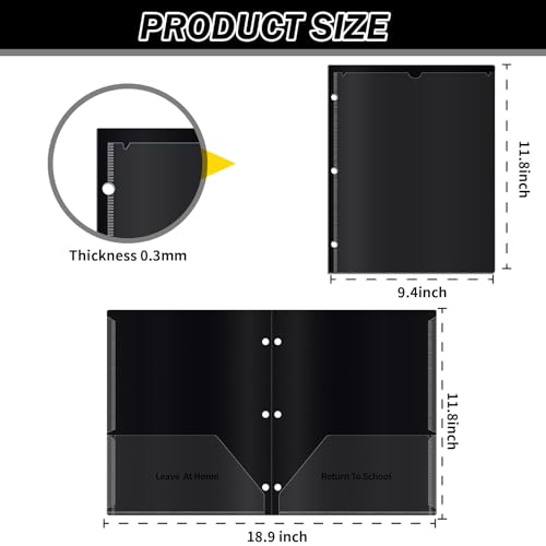 50 Pcs 3 Holes Home School Folders with Clear Front Pockets, 2-Pocket Classroom Communication Folder Homework Parent Teacher Folder Take Home Plastic Folders for Student (Yellow) - color: Yellow