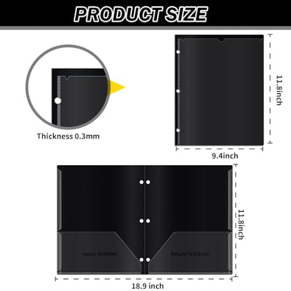 50 Pcs 3 Holes Home School Folders with Clear Front Pockets, 2-Pocket Classroom Communication Folder Homework Parent Teacher Folder Take Home Plastic Folders for Student (Yellow) - color: Yellow