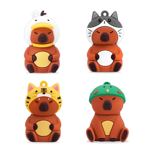 4 * 16GB Cute USB Flash Drive, Capybara Memory Stick Drive Pendrive Gift for Kids, Teacher, Friends - color: Capybara*4pcs, size: 16GB