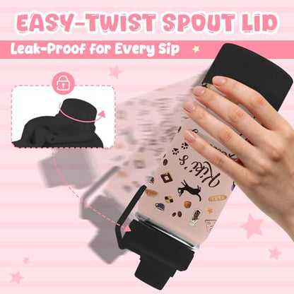 18oz Kikis Delivery Service Water Bottle with 2 Lids (Spout and Straw Lid), Kids Insulated Stainless Steel Cats Tumbler Cup, Kiki's Delivery Service Merchandise Gifts for Women Teen Girl - color: Cat-2