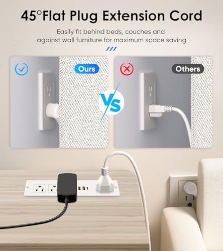 Recessed Power Strip with PD 20W USB-C, Flush Mounted Drawer Outlet, 4 Outlets & 3 USB Ports, Conference Desktop Built in Power Strip, 6FT Extension Cord(White) - size: 6FT, style: 20W-2A1C-White