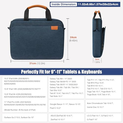 MoKo 9-11 Inch Tablet Sleeve Case, Protective Handle Shoulder Bag | Fits iPad Air 11-inch M4, iPad Pro 11-inch M5/M4, iPad A16, iPad 10th/Air 5/4th 10.9-inch and Tab S8/S9, Indigo - color: Indigo, size: 9-11 Inch