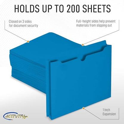 Blue File Jackets, 1 Inch Expansion, Letter Size, Reinforced Straight-Cut Tab, 6 Pack - color: Blue, style: 1 Inch Expansion