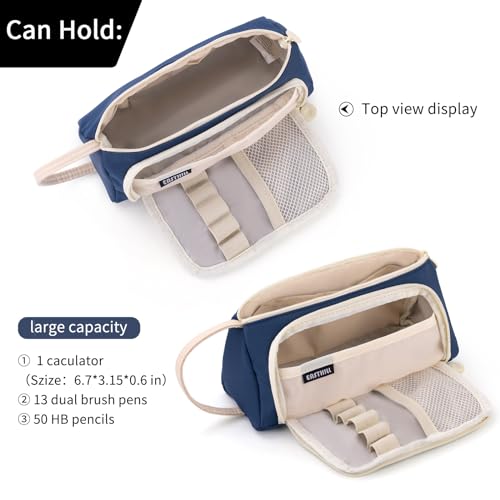 EASTHILL Big Capacity Pencil Case Pouch Pen Case Simple Stationery Bag School College Office Organizer for Teens Girls Adults Student - color: Navy XW