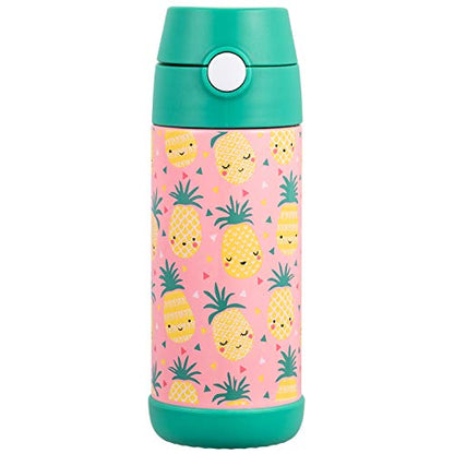 Snug Insulated Kids Water Bottle with Straw & Spout – Double-Wall Stainless Steel, Leakproof, Easy-Flip Lid – For School, Travel, Toddlers & Big Kids - Pineapples, 12oz - color: Pineapples, size: 11.8 Ounces