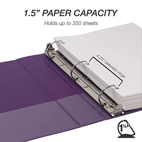 Samsill Durable 1.5 inch 3 Ring Binder, D Ring Binder, 100% Recycled Chipboard, Purple - color: Purple, size: 1 Pack, style: 1.5 Inch