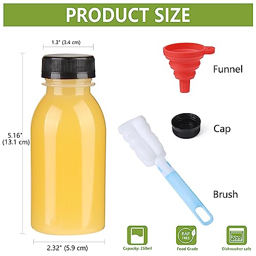 zmybcpack 12 Pack 8oz PP Plastic Juice Bottles With Caps Dishwasher Safe | Plastic Smoothie Bottles Heat-Resistant, Reusable Bulk Beverage Containers with lids for Juice, Beverage - size: 8oz 12pack