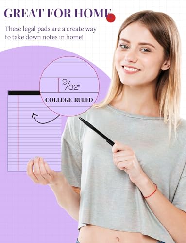 7pcs Small Legal Pads 5x8 Note Pads Purple Notepad College Ruled Notepad 5x8 Small Note Pad 5 x 8 Study Back 7 Pack Perforated 5x8 Legal Pad Narrow Ruled Purple Paper Pads 30 Sheets per Writing Pad - color: Purple-7P