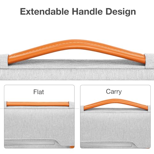 MOSISO 360 Protective Laptop Sleeve Compatible with MacBook Air 13.6 M5 M4 M3 M2 M1/Neo/Pro 13/14, HP Dell ASUS Lenovo, Flapover Bag with Fully Open Zipper&Handle&Pockets, Gray