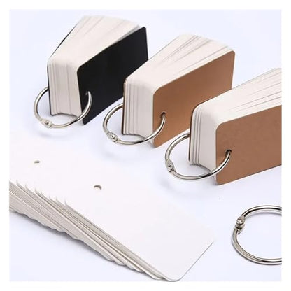 400-100 Sheets Kraft Paper Index Cards Portable Flash Cards With Ring Binder Study Memo Notecards For School Learning Supplies(Black-400Sheets) - color: Black-400Sheets