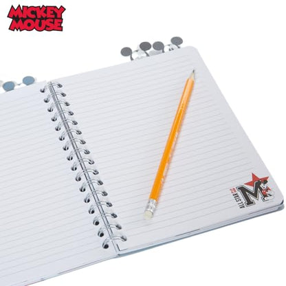 Disney Mickey Mouse Tab Journal Notebook, Spiral Bound, Cute Dividers, 8x7 | Vinyl Cover, Tabbed Dividers, Disney Mickey Mouse School & Office Supplies, Writing Journal, Diary, Travel Notebook, Notepad - style: Mickey Mouse