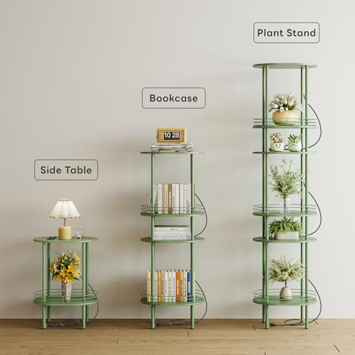 DGSANDGO Green Side Table with Charging Station,Side Tables Living Room,Nightstand with USB Ports and Outlets,Samll End Table for Small Space,Living Room,Bedroom, Nursery,(1PC,Green) - color: Green Power Outlets