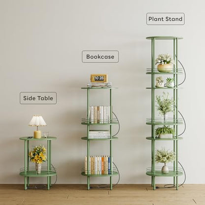 DGSANDGO Green Side Table with Charging Station,Side Tables Living Room,Nightstand with USB Ports and Outlets,Samll End Table for Small Space,Living Room,Bedroom, Nursery,(1PC,Green) - color: Green Power Outlets