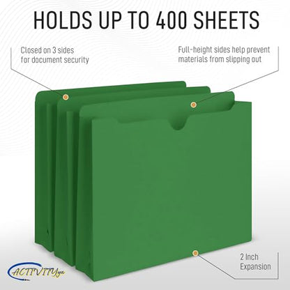 Green File Jackets, 2 Inch Expansion, Letter Size, Reinforced Straight-Cut Tab, 6 Pack - color: Green, style: 2 Inch Expansion