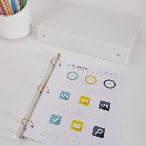 COMIX Sturdy 3 Ring Binder 1 inch with Clear View Cover, 1" Round Ring View Binder, PVC-Free, 200 Sheets Capacity of US Letter Size Paper, Office ＆ School Supplies, 24 Pack (White) - color: White, size: 1 Inch, style: 24 Pack