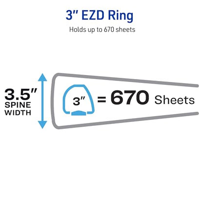 Avery Heavy-Duty View 3 Ring Binder, 3" One Touch EZD Rings, 670-Sheet Capacity, 3.5 Inch Wide Spine, Great for Home, School Supplies, Office, or Organization Needs, 1 White Binder (79193) (Pack of 4) - size: 3" (Pack of 4)