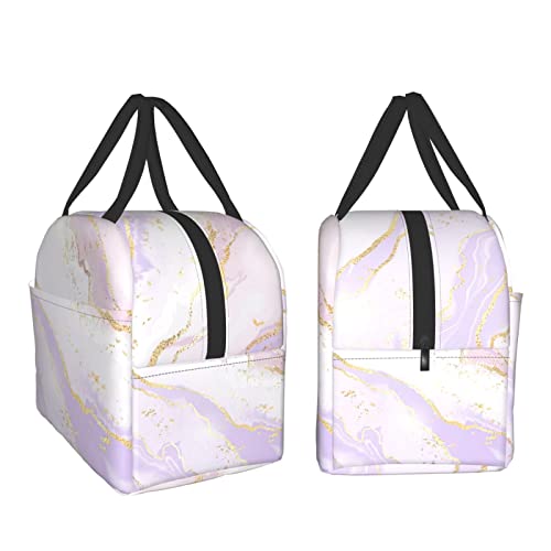 Lunch Bag Pastel Pink Purple Gold Marble Insulated Lunch Box Cooler Tote for Adults Kid Girl Women Work Office School Picnic Beach Reusable Lunchbox Over 3 Years Old - color: B03