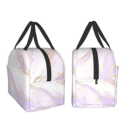 Lunch Bag Pastel Pink Purple Gold Marble Insulated Lunch Box Cooler Tote for Adults Kid Girl Women Work Office School Picnic Beach Reusable Lunchbox Over 3 Years Old - color: B03