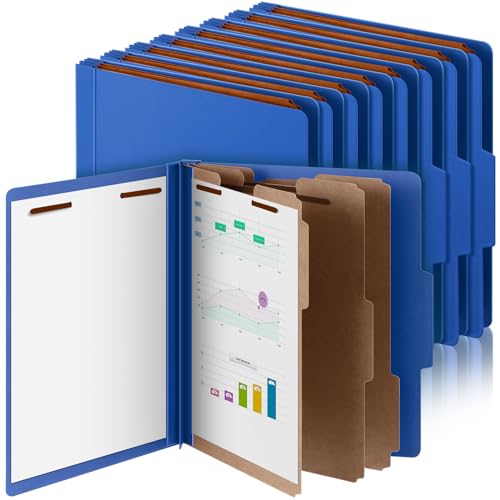 Skyygemm 24 Pcs Classification Folders Letter Size, 3 Divider Pressboard File Folder with Fasteners, Expanding File Organizer Bulk for School Teachers, Office Employee, Coworker, Staff (Dark Blue) - color: Dark Blue
